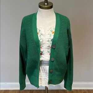 Banana Republic slouchy cotton blend chunky vneck cardigan size S